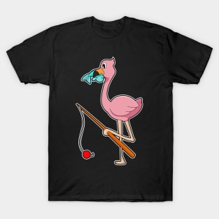 Flamingo Fisher Fishing rod Fish T-Shirt